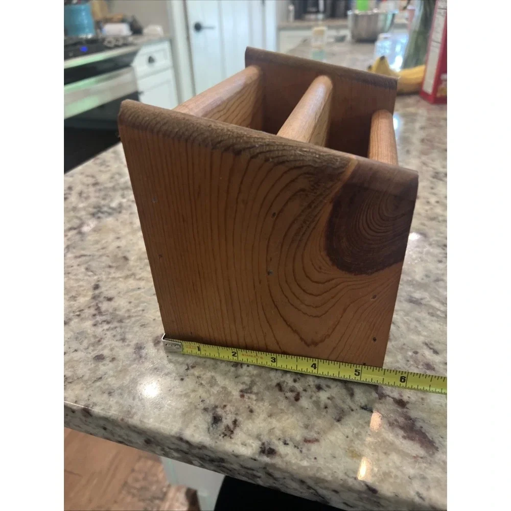 Vtg‎ Wooden Heart Cut Out Oak Letter Mail Desk Caddy Organizer Cottage Core